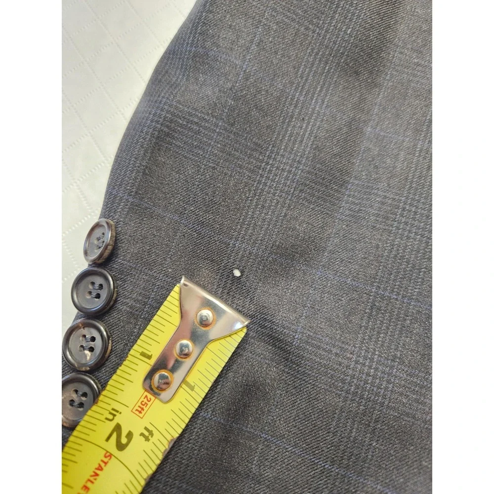 Canali Suit Mens 58L 44W Black Check Wool Super 150s 2 Piece Made In Italy